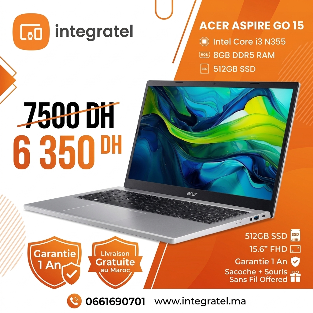 ACER ASPIRE GO 15 CORE 3 8GB 512SSD W11H 1Y